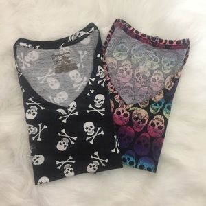 Donated* Skull symbol v-neck lot neon rainbow and